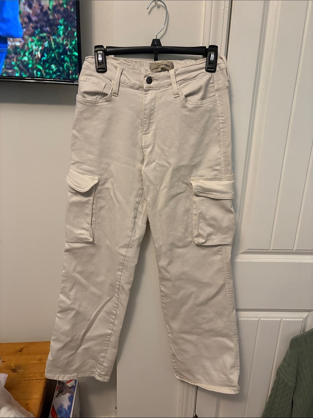 Cream Cargo Pants with Utility Pockets